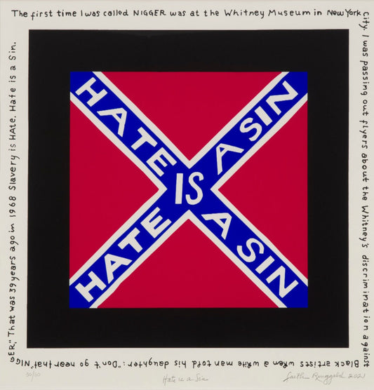 FAITH RINGGOLD "La haine est un drapeau de péché" ("Hate is a Sin Flag")(2020)